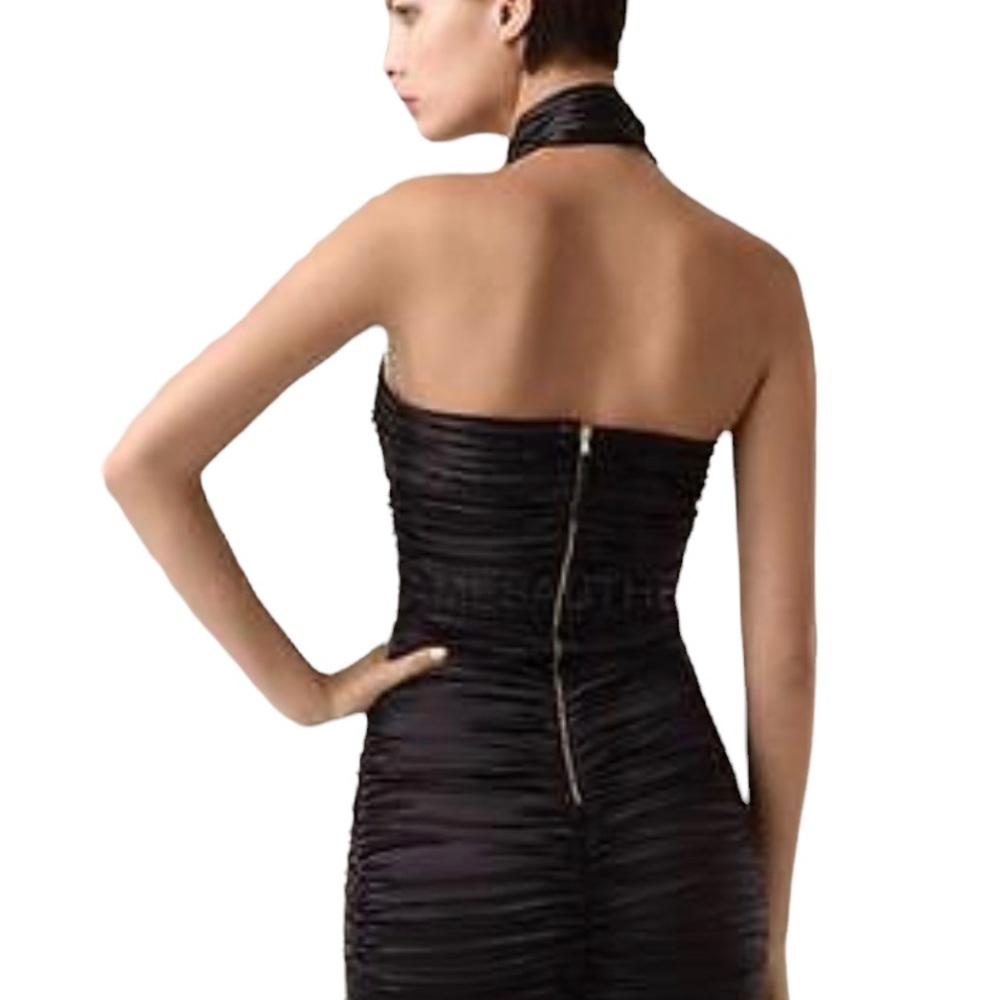 DOLCE & GABBANA Black Pleated Silk Dress With Bow - Picture 2 of 14